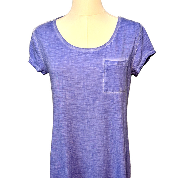 Chico's Blue Cotton Slub T Shirt Side Vent Cotton Maxi Dress Small - Picture 2 of 6